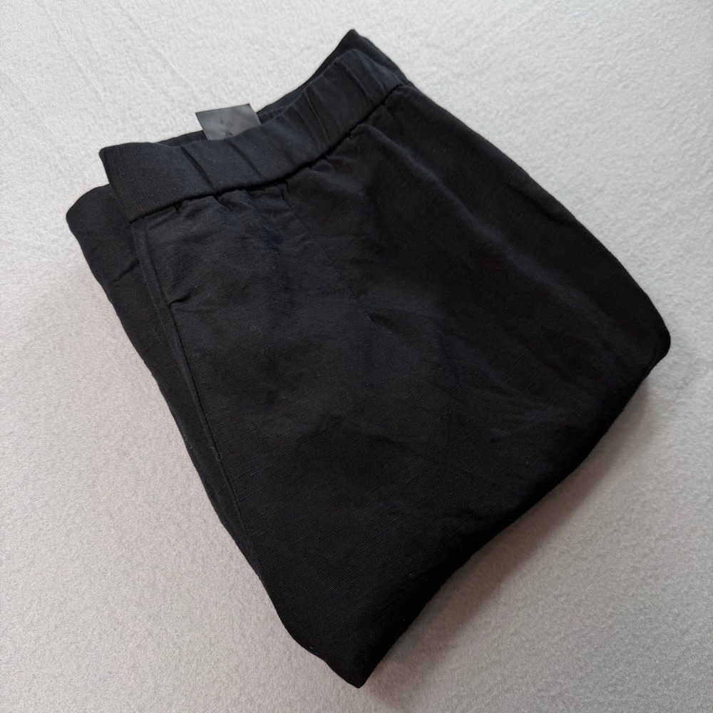 H&M Black Wide Leg Pants 6 Linen High Waist Office Chic Capsule Wardrobe - Picture 8 of 8